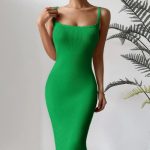 Trending fashion solid color casual knitwear sleeveless elegant slim fit sexy maxi spaghetti strap knit dress for women