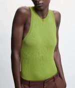 Spring Summer Sleeveless round neck thin slim fit Rib knitwear Casual striped hollow out breathable wool vest