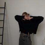 2026 Latest design crew neck ripped sweaters oversize wool knit tops elegant solid color mujer jumpers