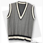 v neck autumn winter knitwear sleeveless vest color blocking loose unisex casual sweaters