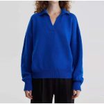 High quality turn down collar solid color pure color jumper mujer women casual pullover INS style sweater