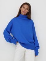 fall winter half turtleneck pure color jumpers mujer casual pullover oversize elegant women knitted sweaters