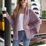 women fashion solid color elegant sweaters coat plus size batwing sleeve oversize cardigans