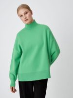 New arrivals fall winter turtleneck warm plain knitted tops design pure color loose cashmere sweater