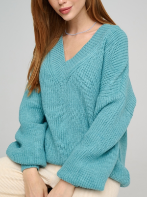 casual knitwear solid color v neck pullover elegant streetwear loose women lantern sleeve sweaters