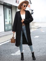 2026 Long Sleeve knitwear fall winter solid color loose women knitted cardigan sweater with pockets