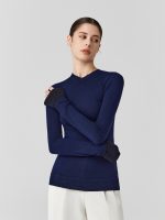 Merino Wool small V-neck knitwear Autumn winter silk wool elegant sweaters knitted basic sweaters top