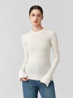 Merino Wool small V-neck knitwear Autumn winter silk wool elegant sweaters knitted basic sweaters top