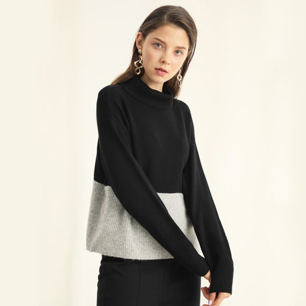 Fashion autumn winter turtleneck women knitted long sleeve thermal pullover knitted sweater