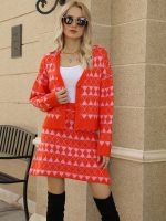 clothing Casual jacquard Knit Outfits Elegant single-breasted cardigans high waist knitted dress 2 piece set
