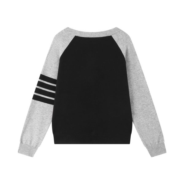 Knitwear round neck Four stripes sweaters coat oversize women casual single-breasted cardigans