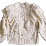 pure color puff sleeve women knitwear elegant pullover double layer cable knit top knitted sweater