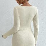 Hot selling V neck bandage knitwear casual loungewear women bodycon sexy knitted two piece dress set