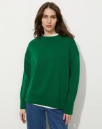 High quality crew neck elegant jumpers mujer casual pullover knit long sleeve loose long sleeve temperament sweaters