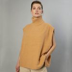 Autumn Winter rolled collar sweaters pure color oversize knit vest sleeveless thicken jumpers women 2026