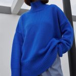 Turtleneck Knitted Solid color knitwear Long Oversize Tops Designer Women's Sweater