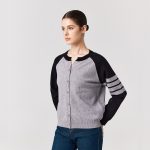 Knitwear round neck Four stripes sweaters coat oversize women casual single-breasted cardigans