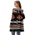 fashion women sweaters hooded knitted tassel cardigan jacquard sweater