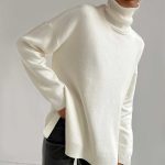 Solid Color Jumper Long Sleeve Casual Loose Winter Women's High neck Pullover Knitted Sweater Tops