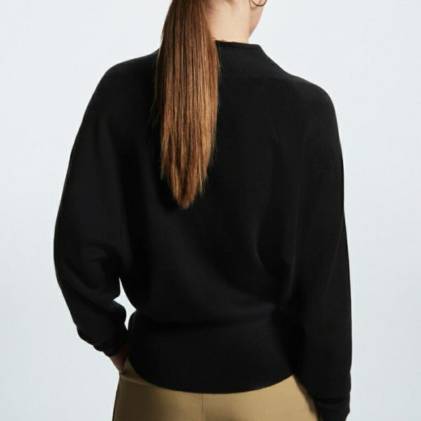 V neck single-breasted sweaters coat slim fit waist jumpers solid color elegant women cardigans
