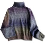 New design stylish wool knitted knitwear high neck loose lazy gradient purple elegant women sweaters