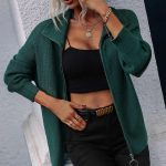 Knitwear turn down neck long sleeve wool casual winter knit top women knitted sweater cardigan