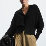 V neck single-breasted sweaters coat slim fit waist jumpers solid color elegant women cardigans