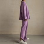 Clothing elegant pullover loungewear women fashion high quality solid color knitted wide leg pants 2 piece set