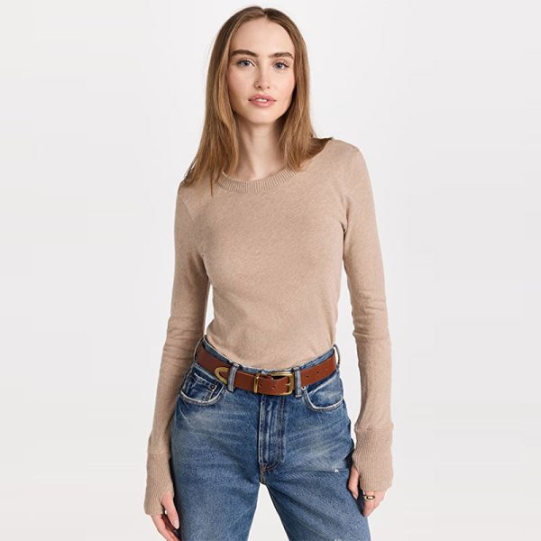 Hot sales pure color o-neck mujer sweaters pullover long sleeve slim fit women modest basic jumpers