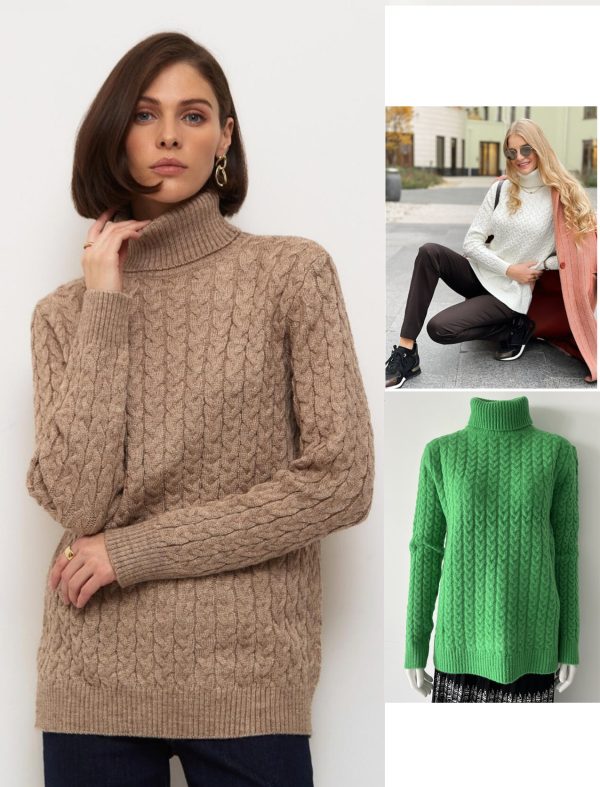 thicken mohair knitwear solid color Turtleneck pullover knitted sweaters