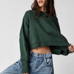clothing round neck casual knitwear pullover striped oversize long sleeve short cropped sweaters women