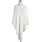 New Arrival Mid-length crocheted hollow out irregular tassel capes knitted pullover sweater women's shawl