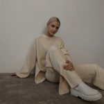 High Quality pure color twinset Oversize knitwear women casual side split knitted 2 piece matching outfits