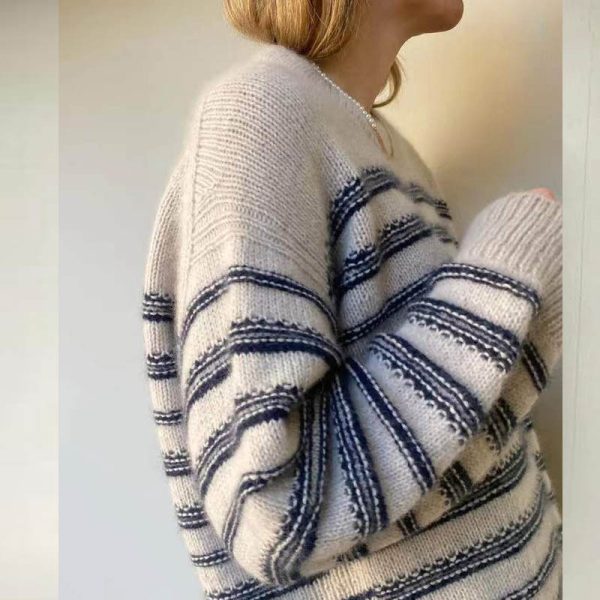 Autumn winter round neck casual pullover sweaters women long sleeve striped fashion jumper mujer
