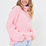 hot sales high neck long sleeve knitwear women pullover solid color pullover oversize casual mohair sweaters