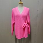 Fall winter v neck lace up knitwear thicken pure color oversize cardigans women sweaters coat