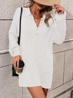 Knitwear spring fall elegant casual Long hoodie cashmere knit dress women 2026