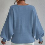 Autumn winter lantern sleeve jumpers crew neck oversize women off shoulder fashion sweaters