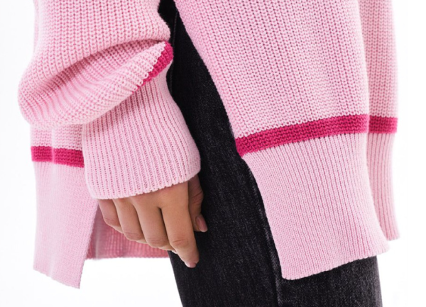 clothing autumn winter o neck oversize jumpers pullover elegant side split stripe sweaters for women