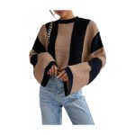 knitwear women fashion autumn winter round neck oversize pullover jumpers striped knitted casual sweaters