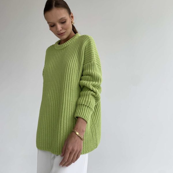 High quality round neck casual knitwear women thick fall winter pure color warm loose Women Sweater