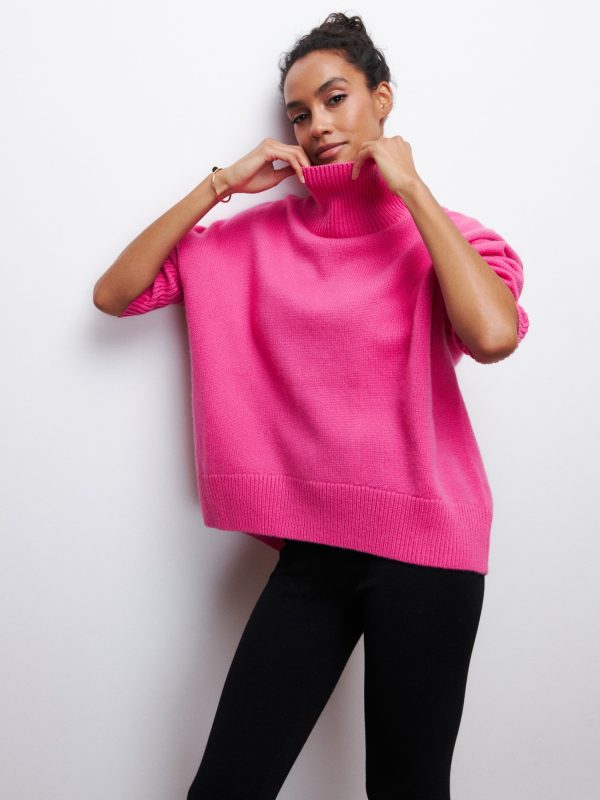 Hot selling solid color temperament turtleneck knitwear pullover oversize women elegant sweaters