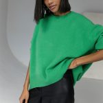 hot selling casual streetwear pure color round neck women cozy plush irregular Oversize sweaters