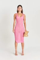 2026 Women clothing V neck knitted sexy hollow out one piece temperament slim waist side slit midi dress