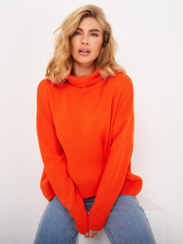 High quality elegant rolled collar knitwear temperament commuter pullover ladies jumpers turtleneck women loose sweaters
