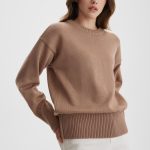 clothing round neck elegant knitwear pullover oversize long sleeve thicken pure color sweaters women