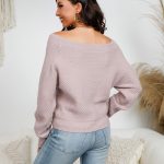 New arrival spring summer off-shoulder top single color elegant women knitwear knitted sweaters