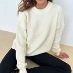 High quality round neck casual knitwear women thick fall winter pure color warm loose Women Sweater