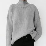 Turtle neck women solid color winter autumn oversize pullover casual Knit sweater
