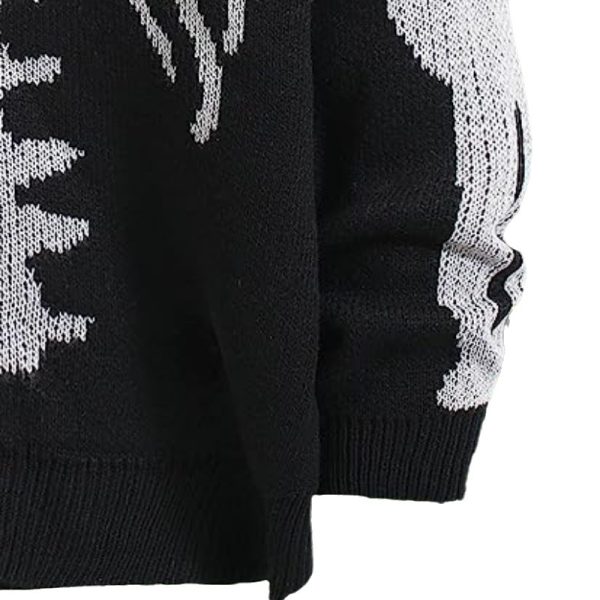 knitwear single-breasted v neck jacquard knitted sweaters oversize skull halloween cardigans women